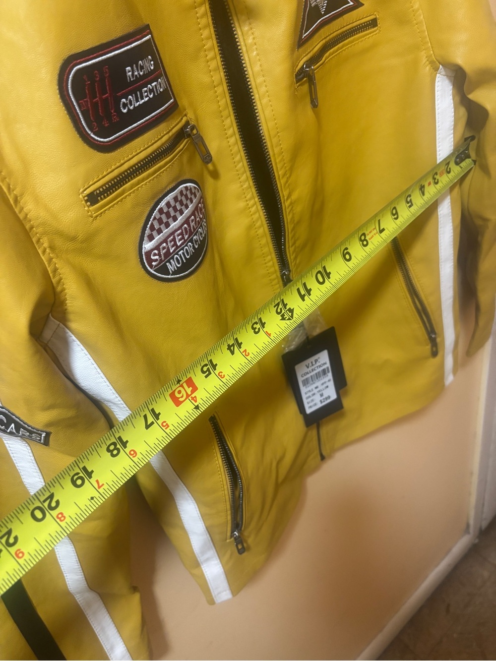 VIP Yellow Racing-Style Bomber Jacket with Patches - Picture 3 of 10